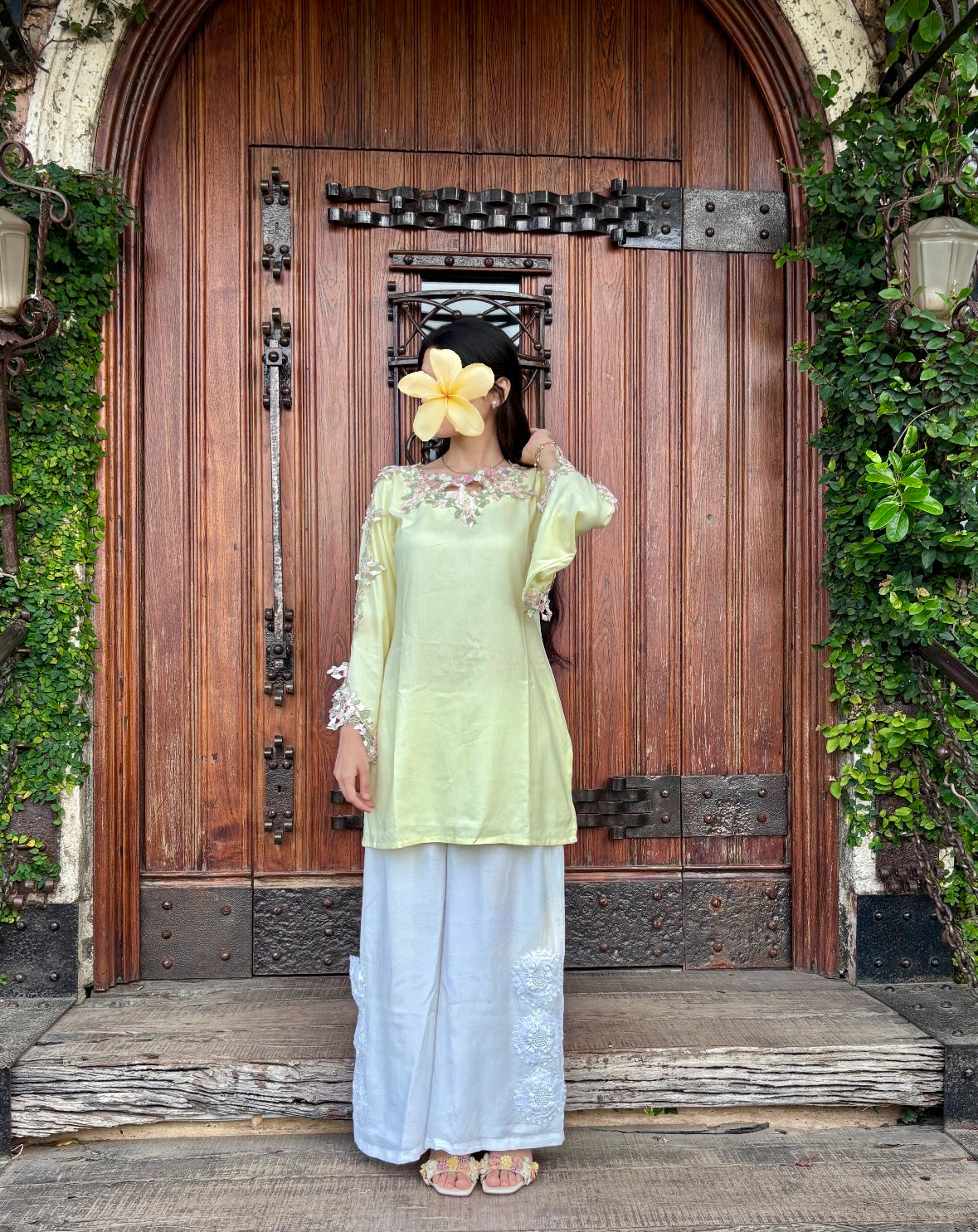 Butter Bloom- Floral lace Kurti