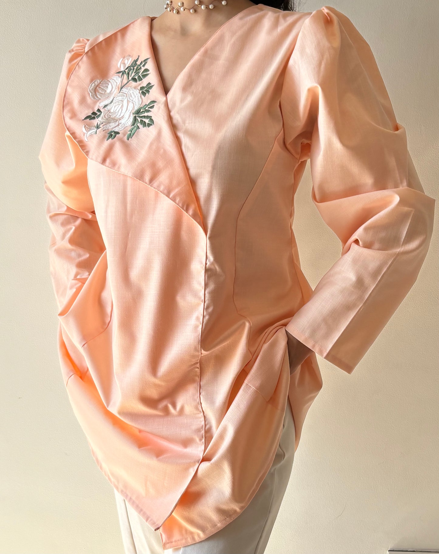 Shamama- Pastel Pink Embroidered Cotton Tunic.