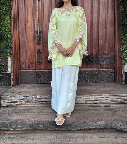 Butter Bloom- Floral lace Kurti