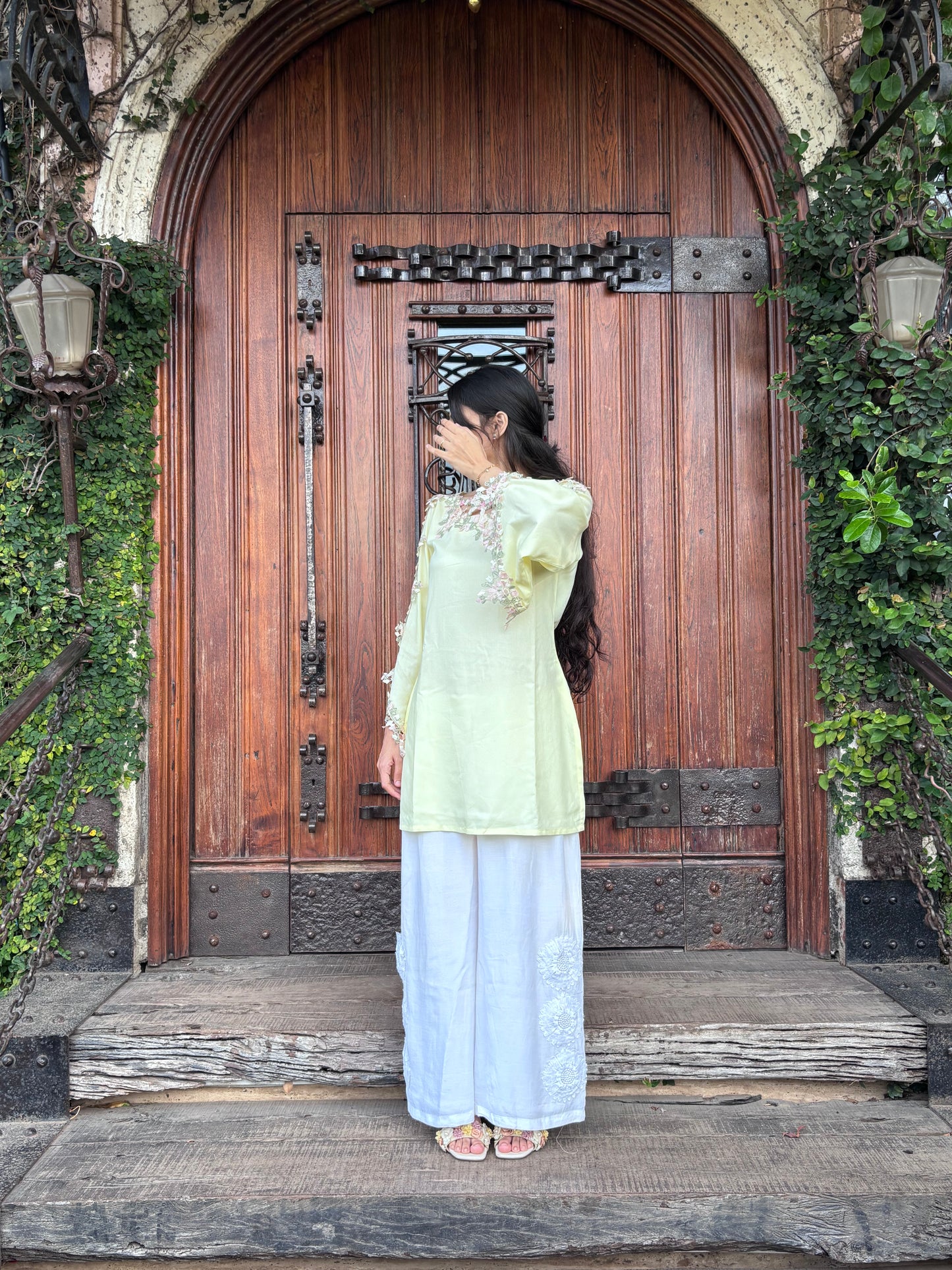 Butter Bloom- Floral lace Kurti