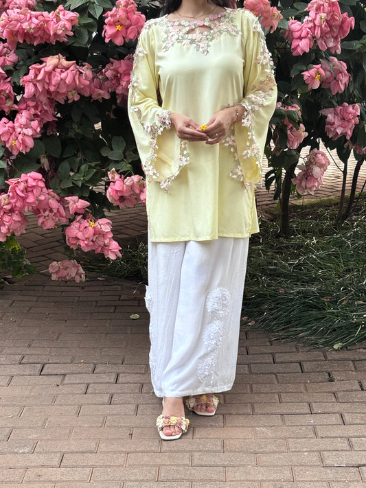 Butter Bloom- Floral lace Kurti