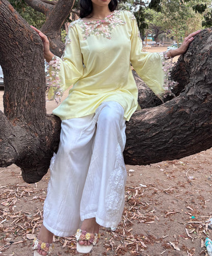 Butter Bloom- Floral lace Kurti