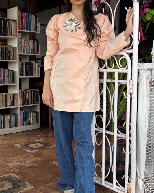 Shamama- Pastel Pink, Office-to-evening wear Modest Cotton Top.