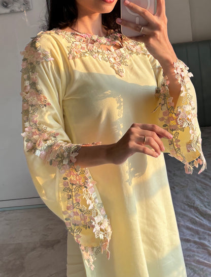 Butter Bloom- Floral lace Kurti
