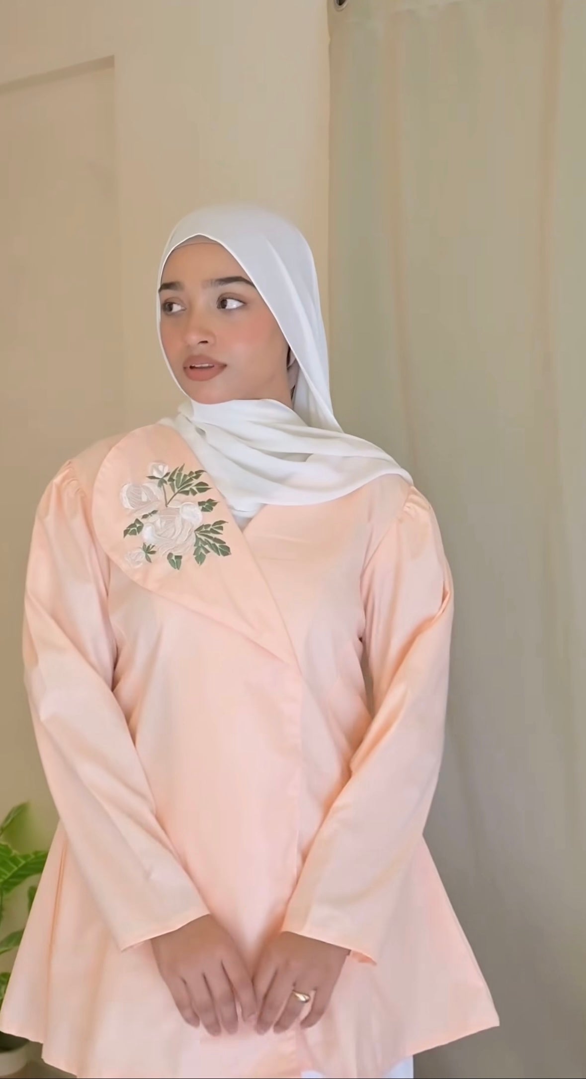 Shamama- Pastel Pink Embroidered Cotton Tunic.