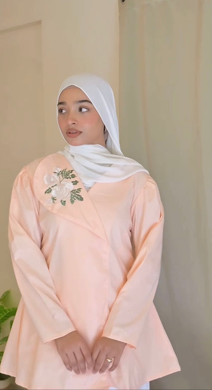 Shamama- Pastel Pink Embroidered Cotton Tunic.