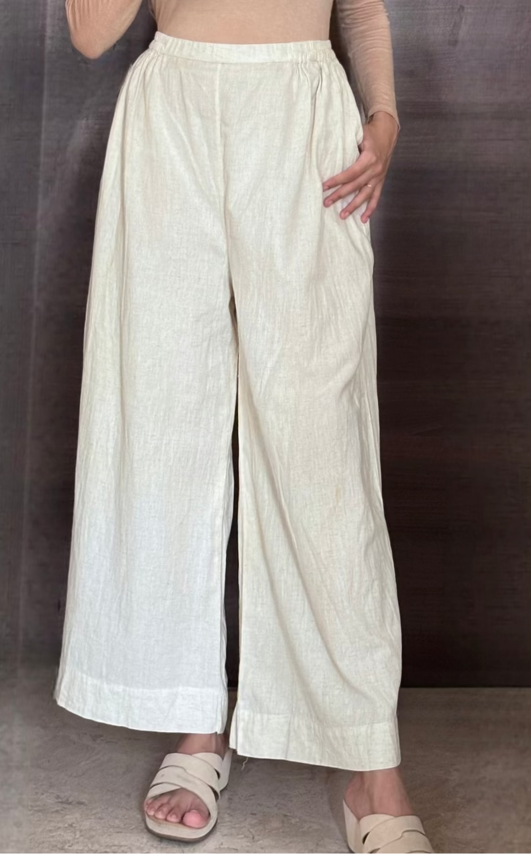 Leila- Soft Khadi cotton Wide leg Pants for Women