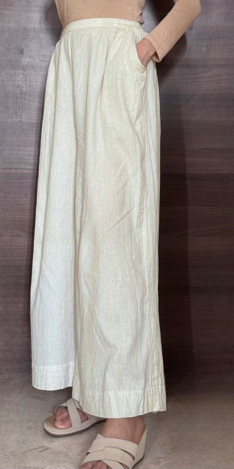 Leila- Soft Khadi cotton Wide leg Pants for Women